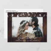 Wood'素朴s Photo Save The Date Postages 案内ポストカード (正面/裏面)