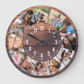 Wood 素朴 12フォトコラージュ ラージ壁時計 (正面)