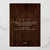 Wood 素朴 3フォトクリスマスオーナメントエレガント 箔シーズンカード (裏面)