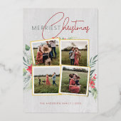 Wood 素朴 4フォトコラージュメリークス 箔シーズンカード (正面)