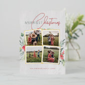 Wood 素朴 4フォトコラージュメリークス 箔シーズンカード (立ち正面)