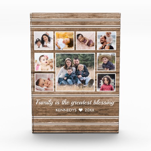 Wood 素朴 9フォトコラージュ引用文ファミリ名   フォトブロック (正面)