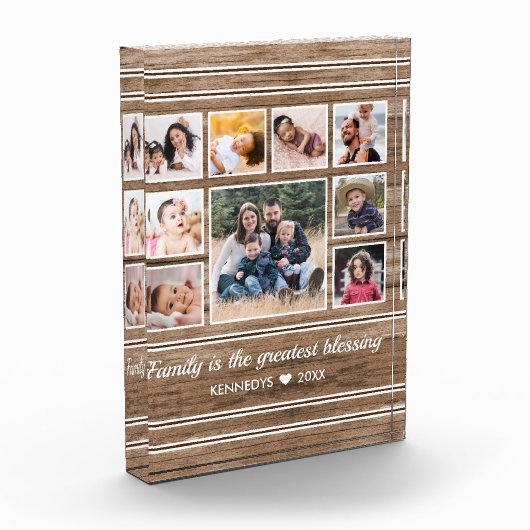 Wood 素朴 9フォトコラージュ引用文ファミリ名   フォトブロック (左)