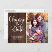 Wood 素朴 Scriptの結婚日付の変更 ポストカード (正面/裏面)