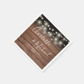 Wood 素朴 String Lightsシグネチャースクリプト結婚の スタンダードカクテルナプキン (角)