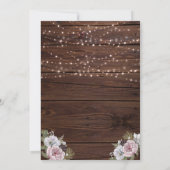 Wood 素朴 String Lightsフォトフローラ結婚ズ 招待状 (裏面)