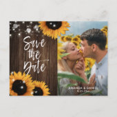 Wood 素朴 Sunflower日付写真はがきを保存 案内ポストカード (正面)
