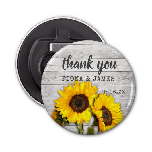 Wood 素朴 Texture Sunflower結婚's Thank You 栓抜き (正面)