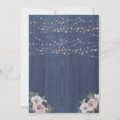 Wood 素朴 Twinkle Lightsフォトフローラ結婚 招待状 (裏面)