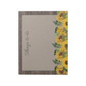 Wood 素朴 Yellow Sunflowers CountryリストN ノートパッド (回転)