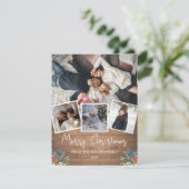 Wood 4素朴フォトウィンターベリーホリデーカード シーズンカード (スタンド正面)