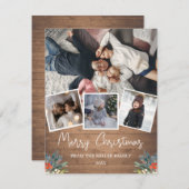 Wood 4素朴フォトウィンターベリーホリデーカード シーズンカード (正面/裏面)