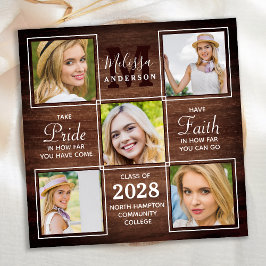 Wood 5フォト素朴コラージュ卒業 招待状