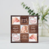 Wood 5フォト素朴コラージュ新生児統計シャワー サンキューカード (スタンド正面)