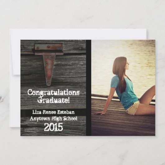 Wood and Hinge 2015 Photo Graduation Announcement 招待状 (正面)