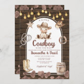 Wood Arch Cowboy is on the Way Baby Shower  招待状 (正面/裏面)