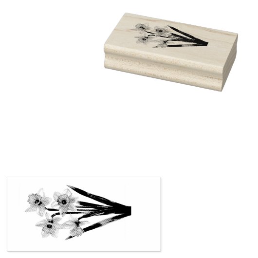 Wood Art Stamp Spring Daffodils ラバースタンプ (押印)
