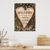 Wood Bark Heart Country Rustic WELCOME Wedding ポスター (キッチン)