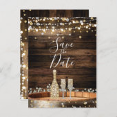 Wood Barrel素朴 Lightsシャンパン日付を保存 案内ポストカード (正面/裏面)