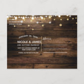 Wood Barrel素朴 Lightsシャンパン日付を保存 案内ポストカード (裏面)