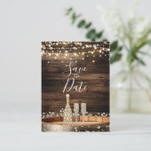 Wood Barrel素朴 Lightsシャンパン日付を保存 案内ポストカード (スタンド正面)