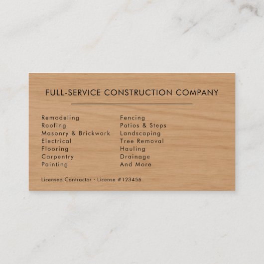 Wood Black Gold Handyman 名刺 (裏面)