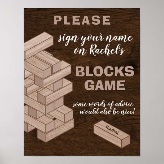 Wood Blocks Party Event Guestbook Sign Guest Book ポスター (正面)