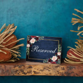 Wood Blue Burgundyの結婚予約済み5x7テーブル フォトプラーク (側面)