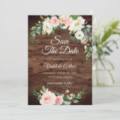 Wood Blush Floral Wreath Wedding Save The Date 招待状 (スタンド正面)