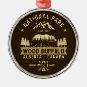 Wood Buffalo National Park Rustic Landscape メタルオーナメント (正面)