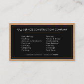 Wood Building Construction Business Card 名刺 (裏面)