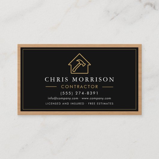 Wood Building Construction Business Card 名刺 (正面)