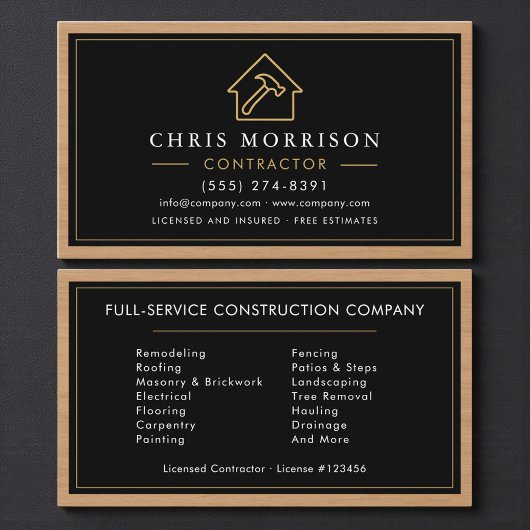 Wood Building Construction Business Card 名刺