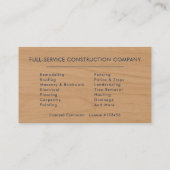 Wood Building Construction Contractor Navy Blue 名刺 (裏面)