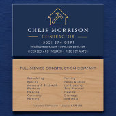 Wood Building Construction Contractor Navy Blue 名刺