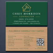 Wood Building Construction Green Gold QR Code 名刺