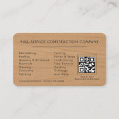 Wood Building Construction QR Code 名刺 (裏面)