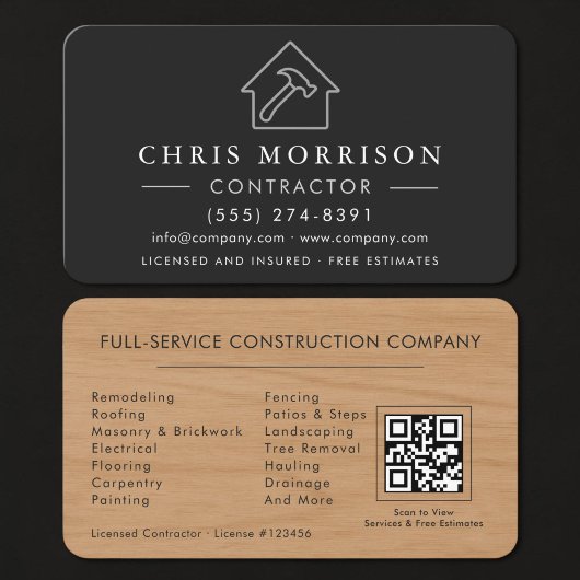 Wood Building Construction QR Code 名刺
