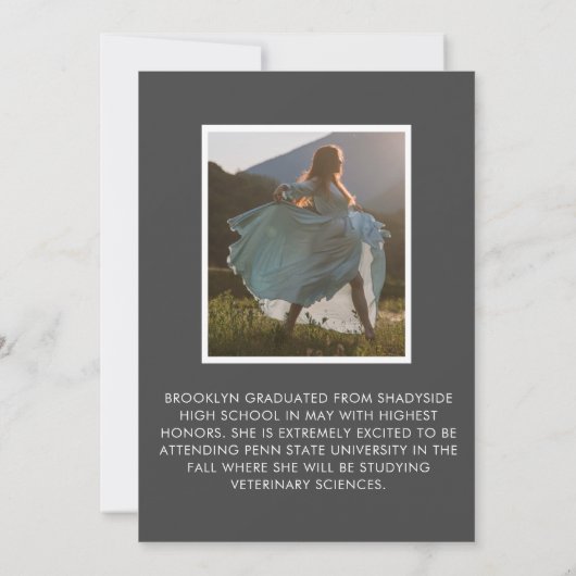 Wood & Burlap素朴写真の卒業発表 招待状 (裏面)