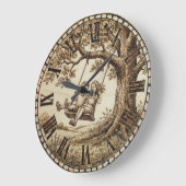 Wood Burned Swing Tree Wall Clock ラージ壁時計 (傾斜)