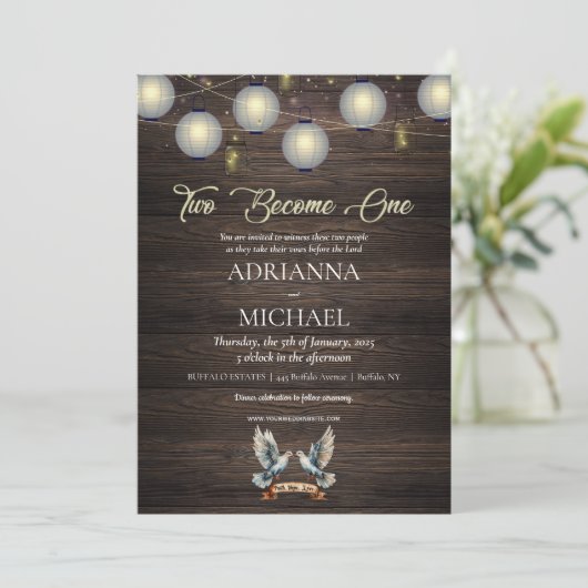 Wood Christian Religious Wedding Invitation 招待状 (スタンド正面)