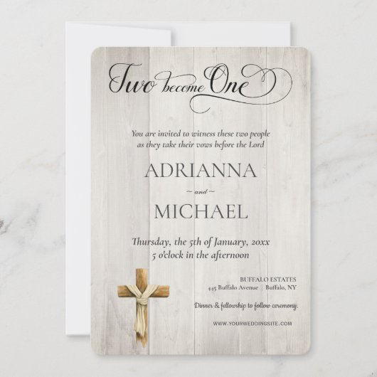 Wood Christian Two Become One 招待状 (正面)