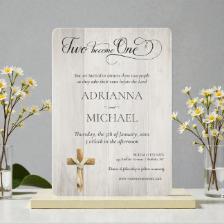 Wood Christian Two Become One 招待状