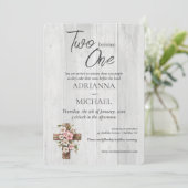 Wood Christian Two Become One Wedding 招待状 (スタンド正面)