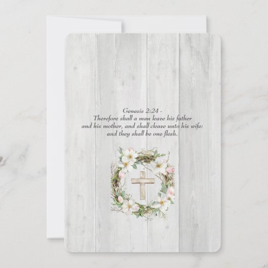 Wood Christian Two Become One Wedding 招待状 (裏面)