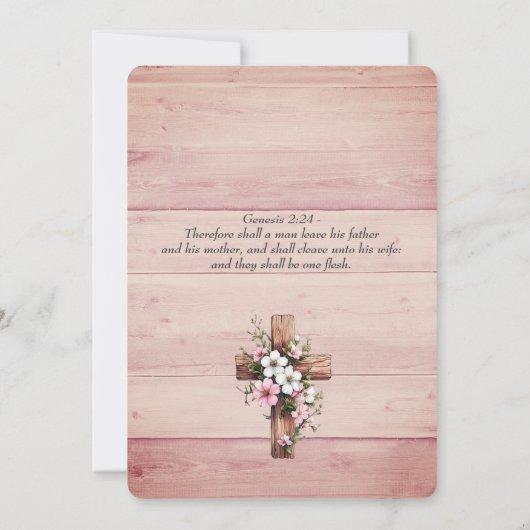 Wood Christian Two Become One Wedding 招待状 (裏面)