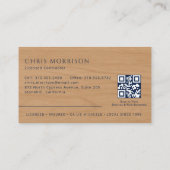 Wood Contractor Construction QR Code Navy Blue 名刺 (裏面)