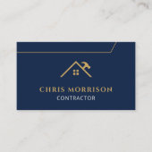 Wood Contractor Construction QR Code Navy Blue 名刺 (正面)