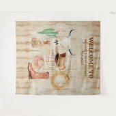 Wood Cowboy Baby Shower welcome backdrop タペストリー (正面(横))