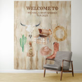 Wood Cowboy Baby Shower welcome backdrop タペストリー (インサイチュ)